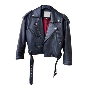 Maje Black Leather Biker Jacket